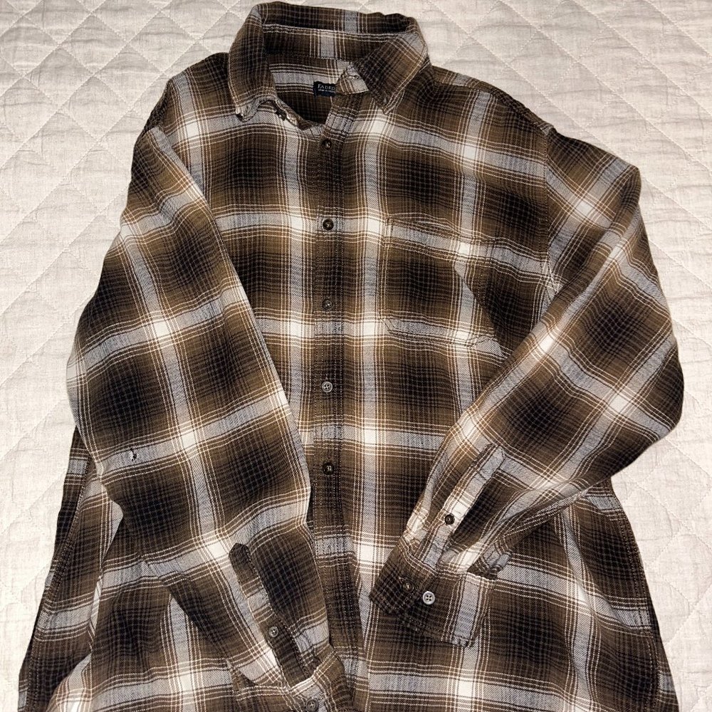 Faded Glory Brown Plaid Flannel
